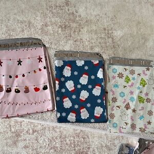 15 Festive Holiday poly bags 10 x 13. 15 of 1 style or 5 of each of the 3 styles